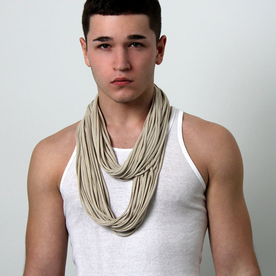 Womens Summer Scarf, Boho Scarf, Beige Brown, Mens Fall Scarf, Cotton