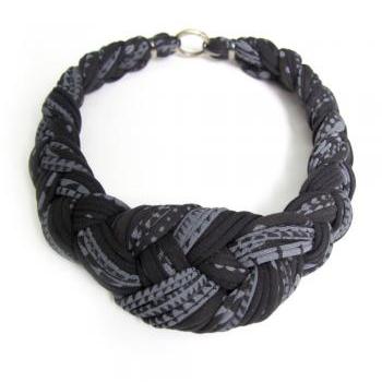 Tribal Collar Necklace Braided Jewelry Knotted Choker Fabric African Braid Knotted Black White Jewellery Spring Fashion Jewelry