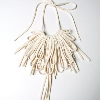 Bib Necklaces Unique Jewelry Womens Fabric Necklace African Jewellery Tribal Neckpiece Bibs Fiber Hipster Cotton Organic Cream White